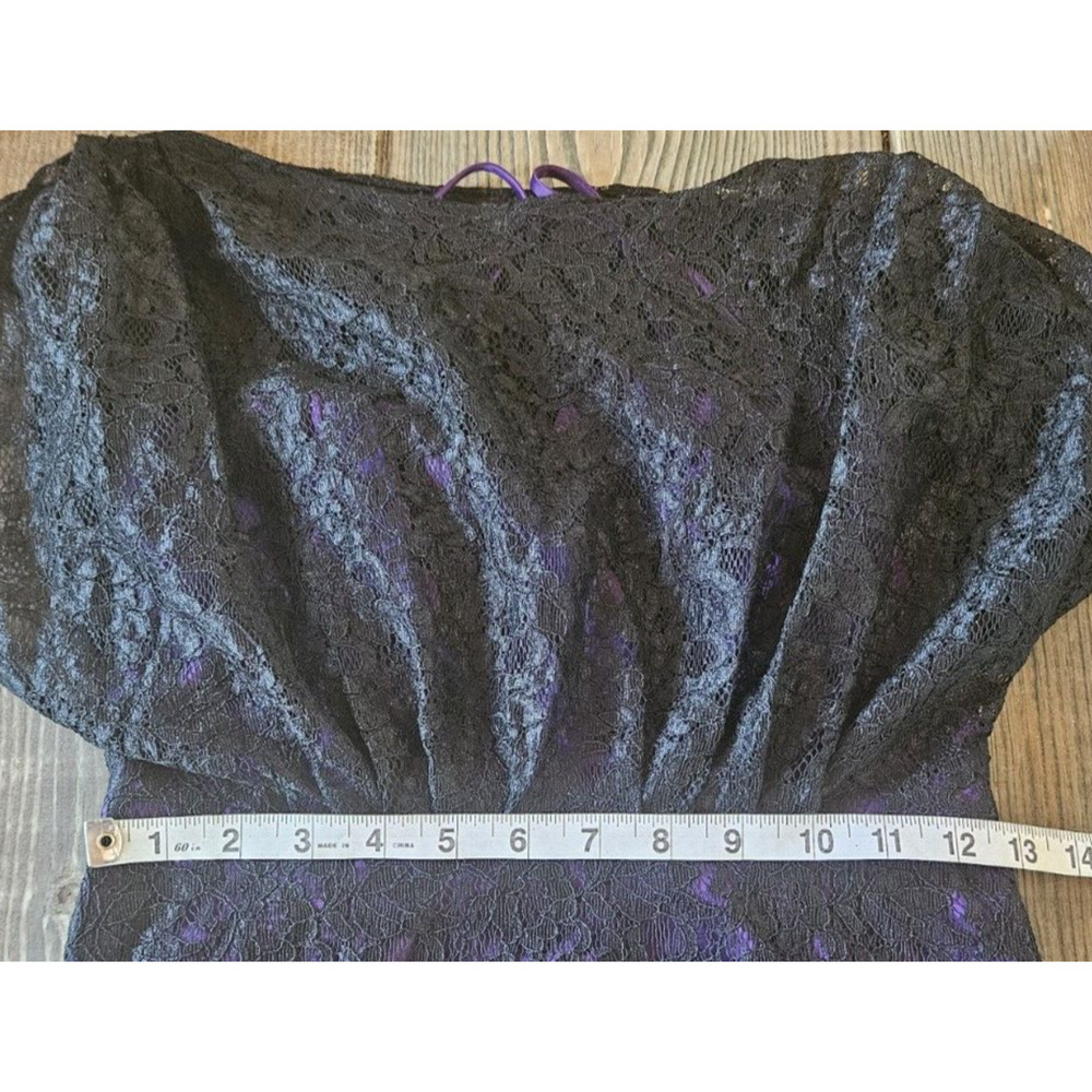 Mikael Aghal Dress Womens 2 Black Lace Ruched Mini Whimsigoth New Years Party - Picture 9 of 11